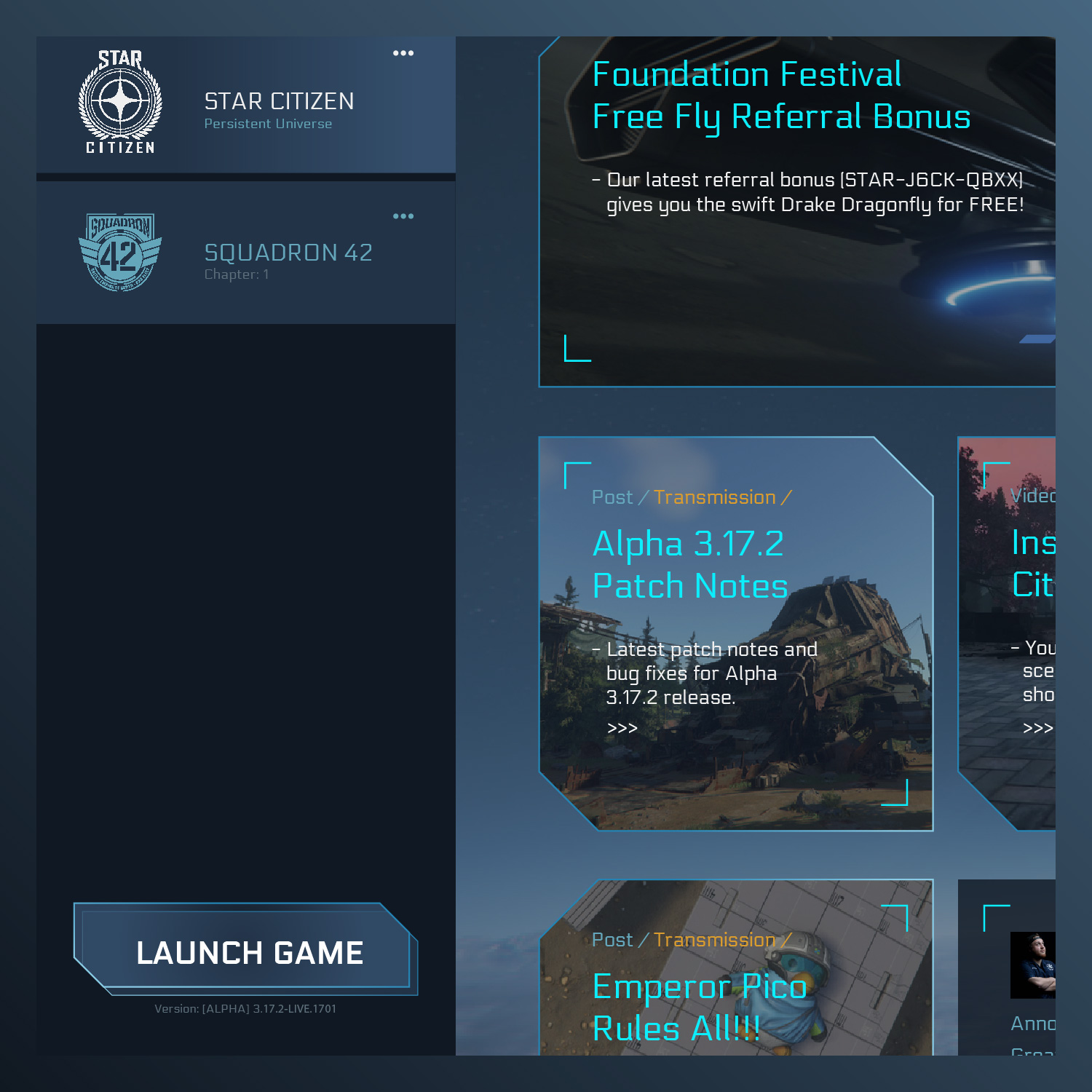 Star Citizen Launcher Redesign Close Up Left