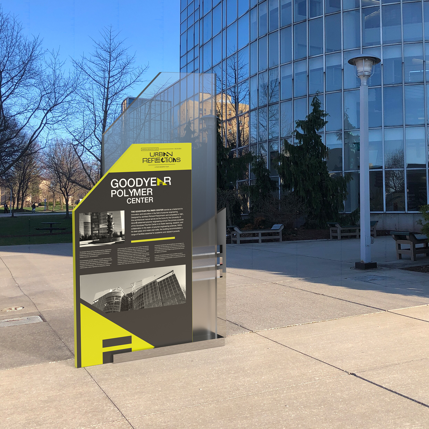 Goodyear Polymer Center street kiosk front